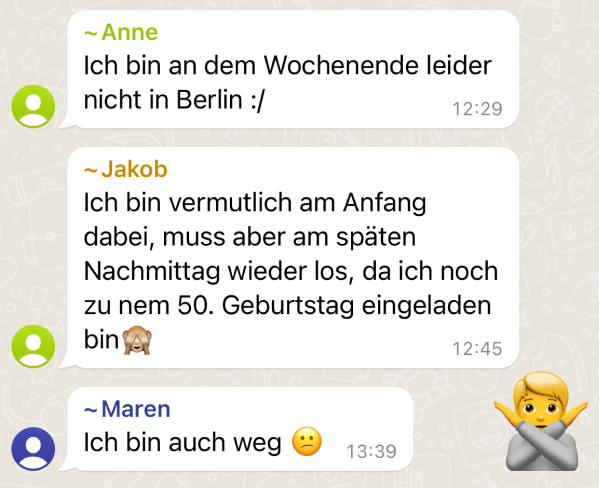 Zusagen oder Absagen